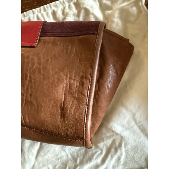 marc by marc jacobs color block brown red leather clutch bag - Picture 11 of 14